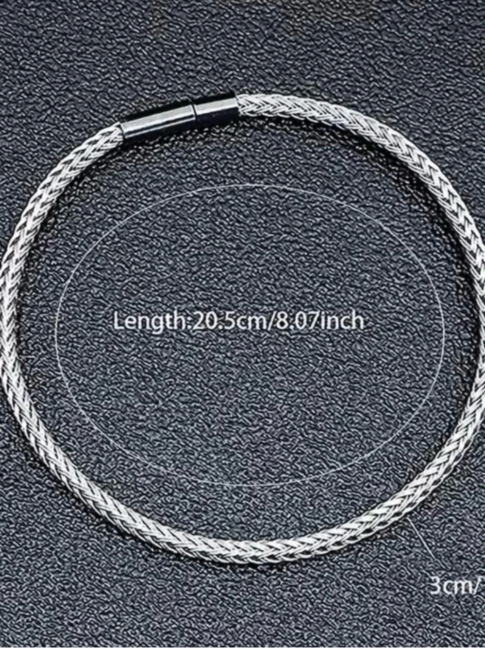 Men's Black 3mm Waterproof 201 Stainless Wire Braided Bracelet Unisex